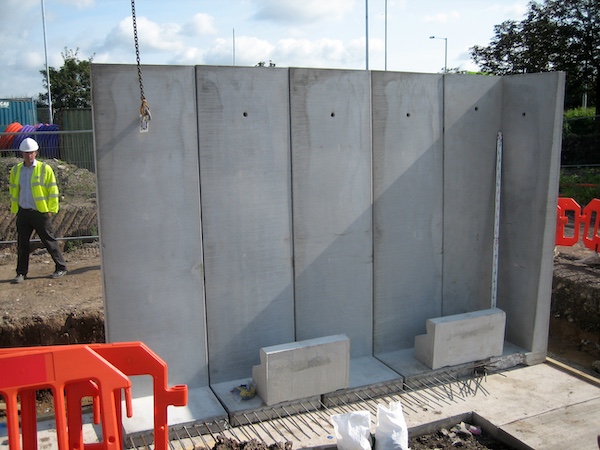 Installing precast concrete units at Farington HWRC